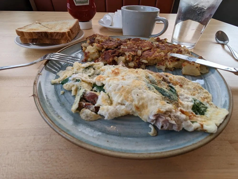 Spinach Onion Feta Cheese Omelette with Sausage